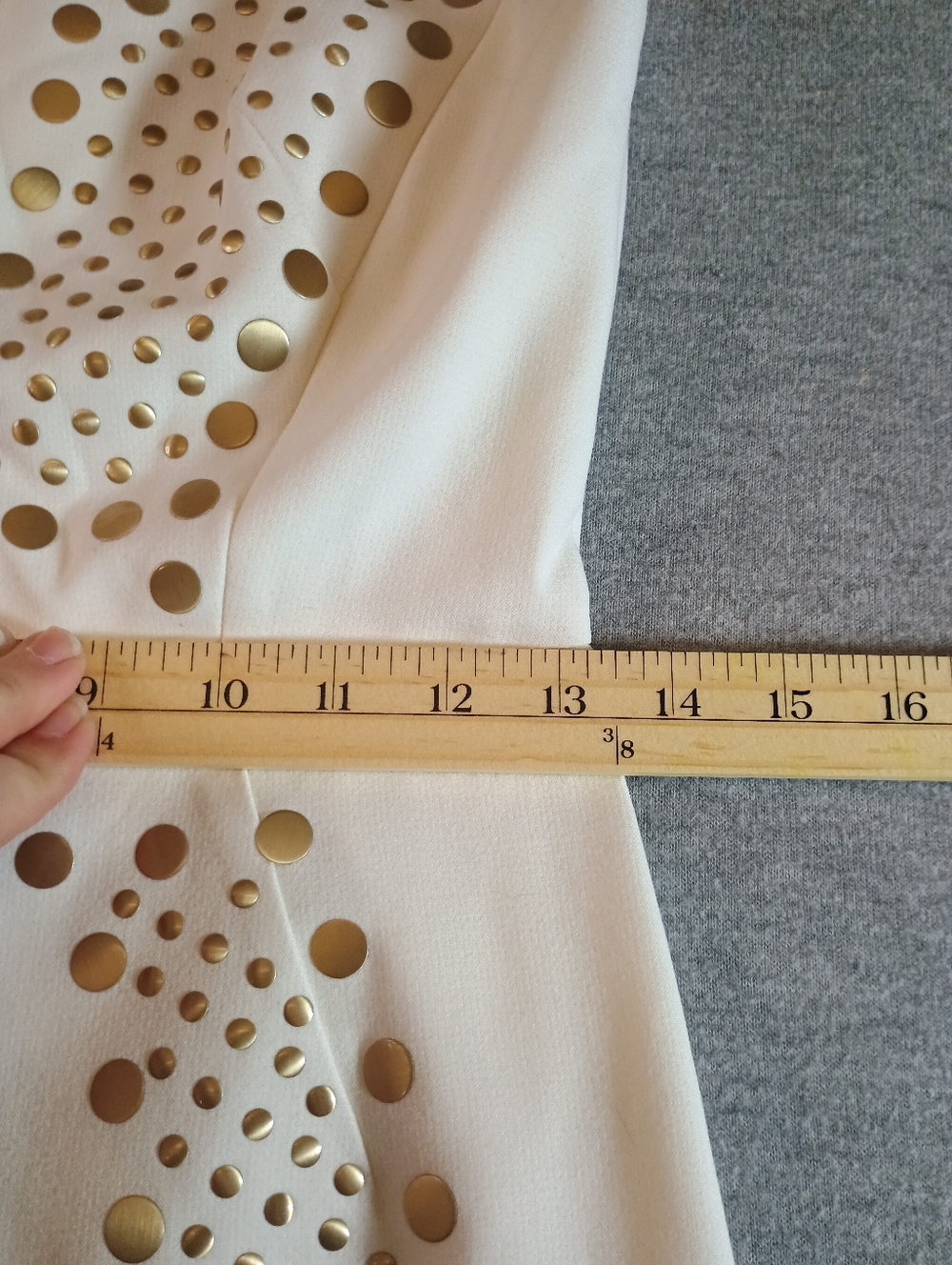 Antonio Melani Women's Size 2 Sleeveless Cream Dress with Gold Stud Detail - Picture 6 of 15